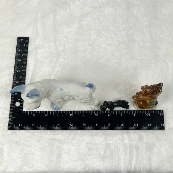 Lot 3 Vintage Japan Dog Figurines Porcelain Terrier Scottie Mixed Glaze Styles - Picture 11 of 14